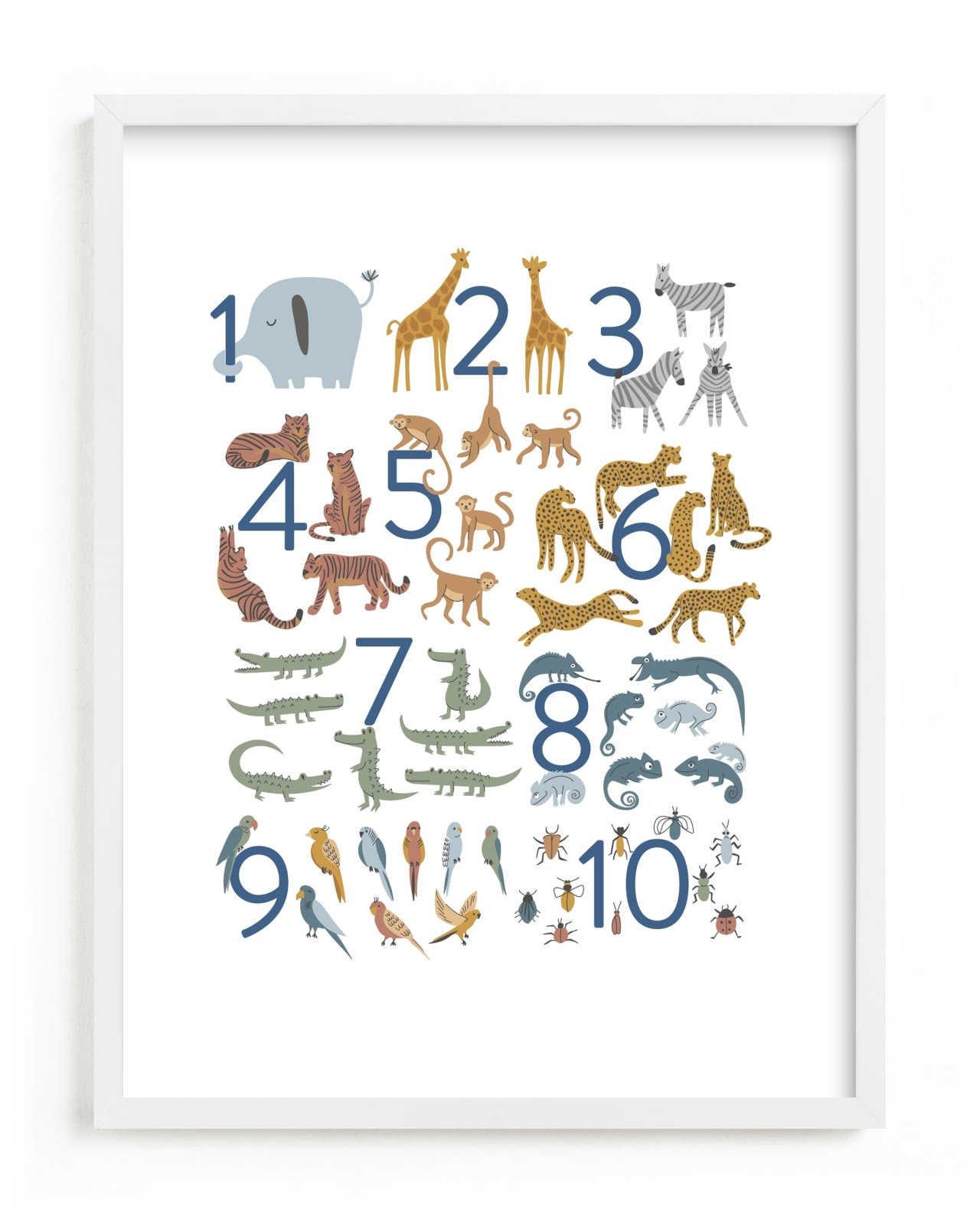 numbers 1-10, represented by quantity of wild animals