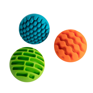 green, blue, and orange sensory rollers